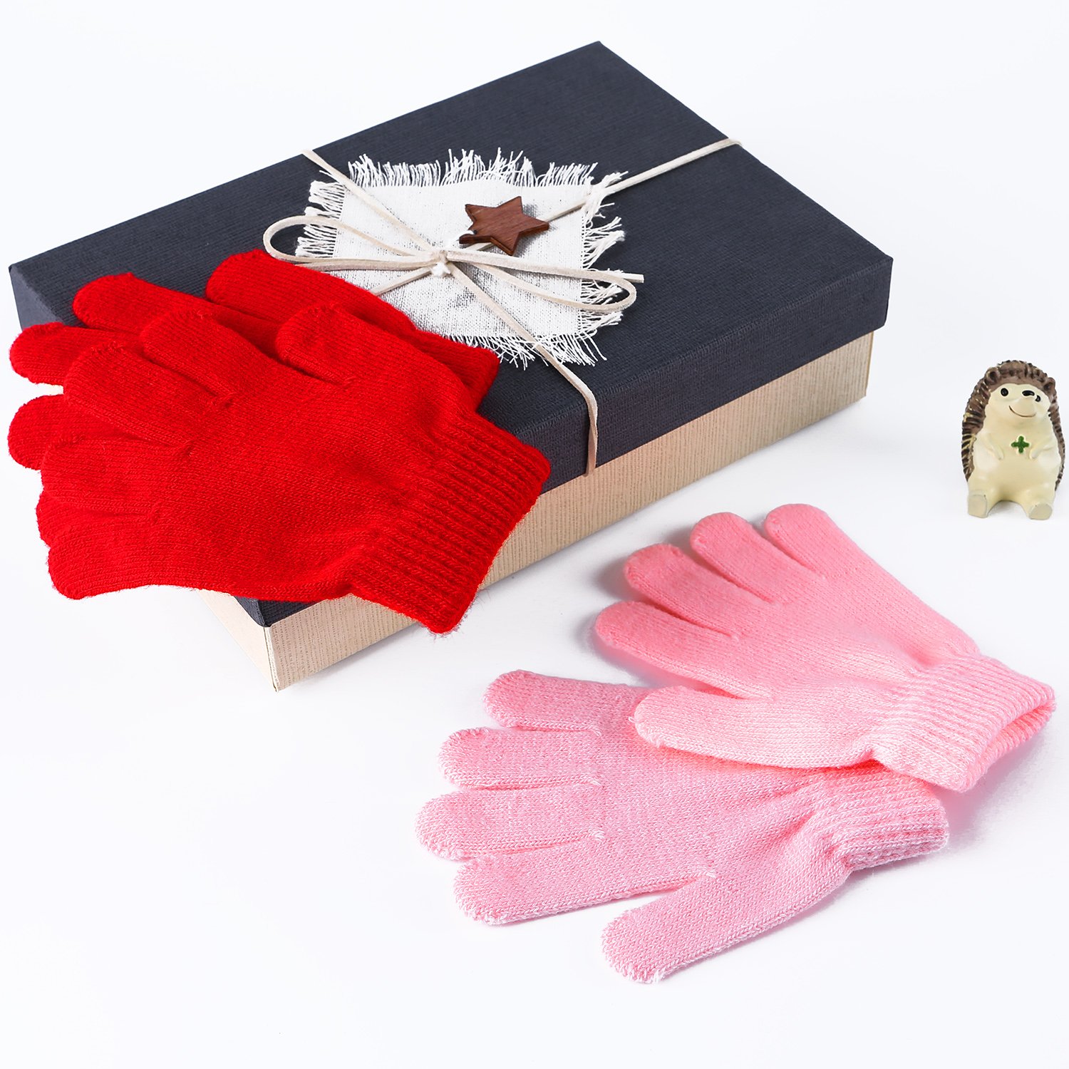 Cooraby 12 Pairs Kid's Winter Magic Gloves Children Stretchy Warm Magic Gloves Boys or Girls Knit Gloves for 6-12 Years