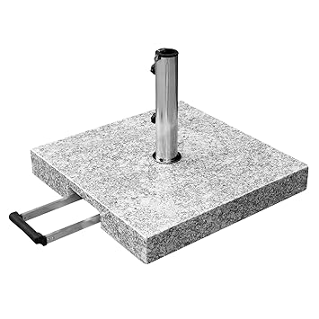 anndora Komfort Sonnenschirmständer aus Granit - 55kg rollbar Teleskopgriff Hellgrau