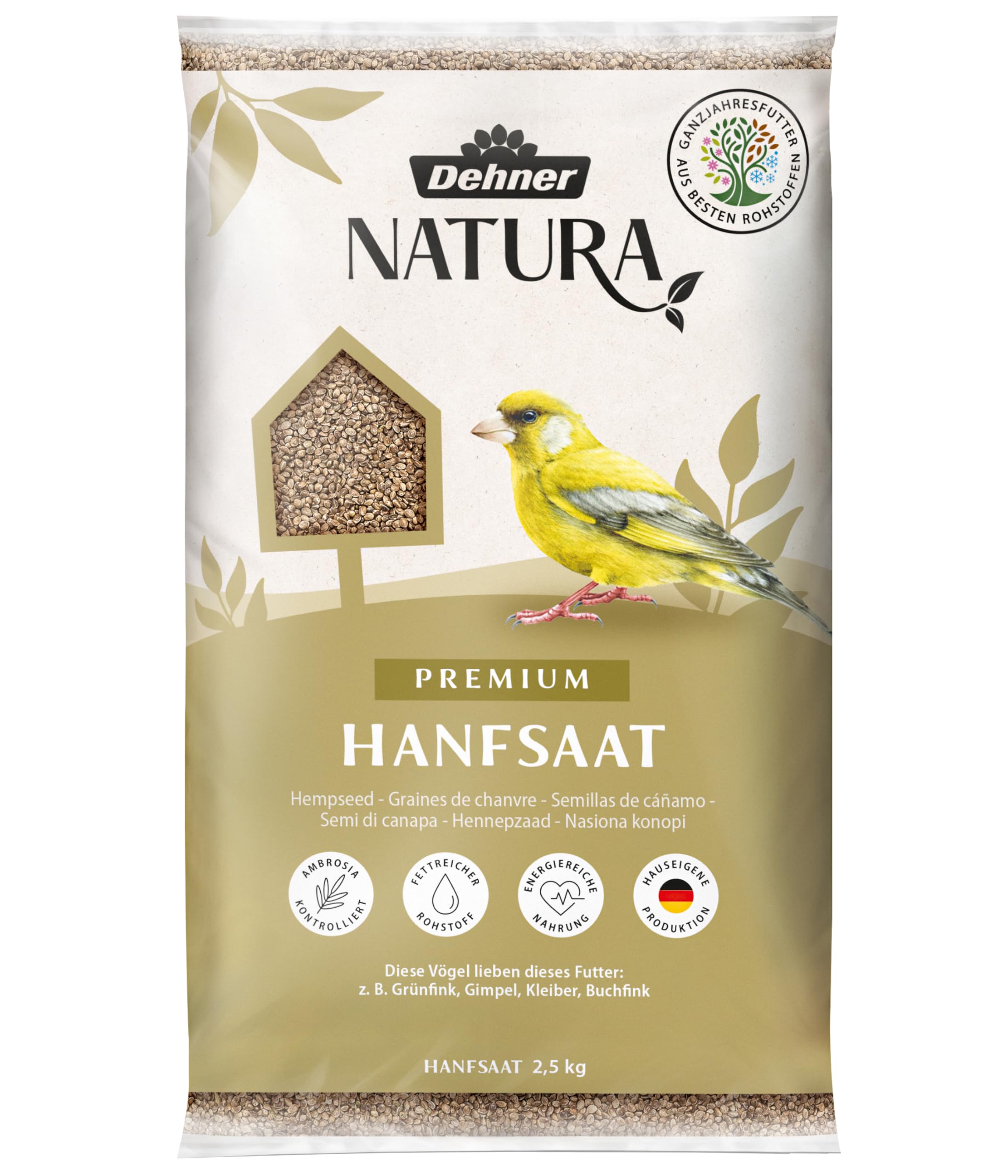 Dehner Natura Wild Bird Feed, Hemp Seed, 2.5 kg