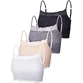 Boao 4 Pieces Women's Lace Camisole Stretch Half Cami Breathable Bra Comfort Lace Bralette Top for Lady Girls
