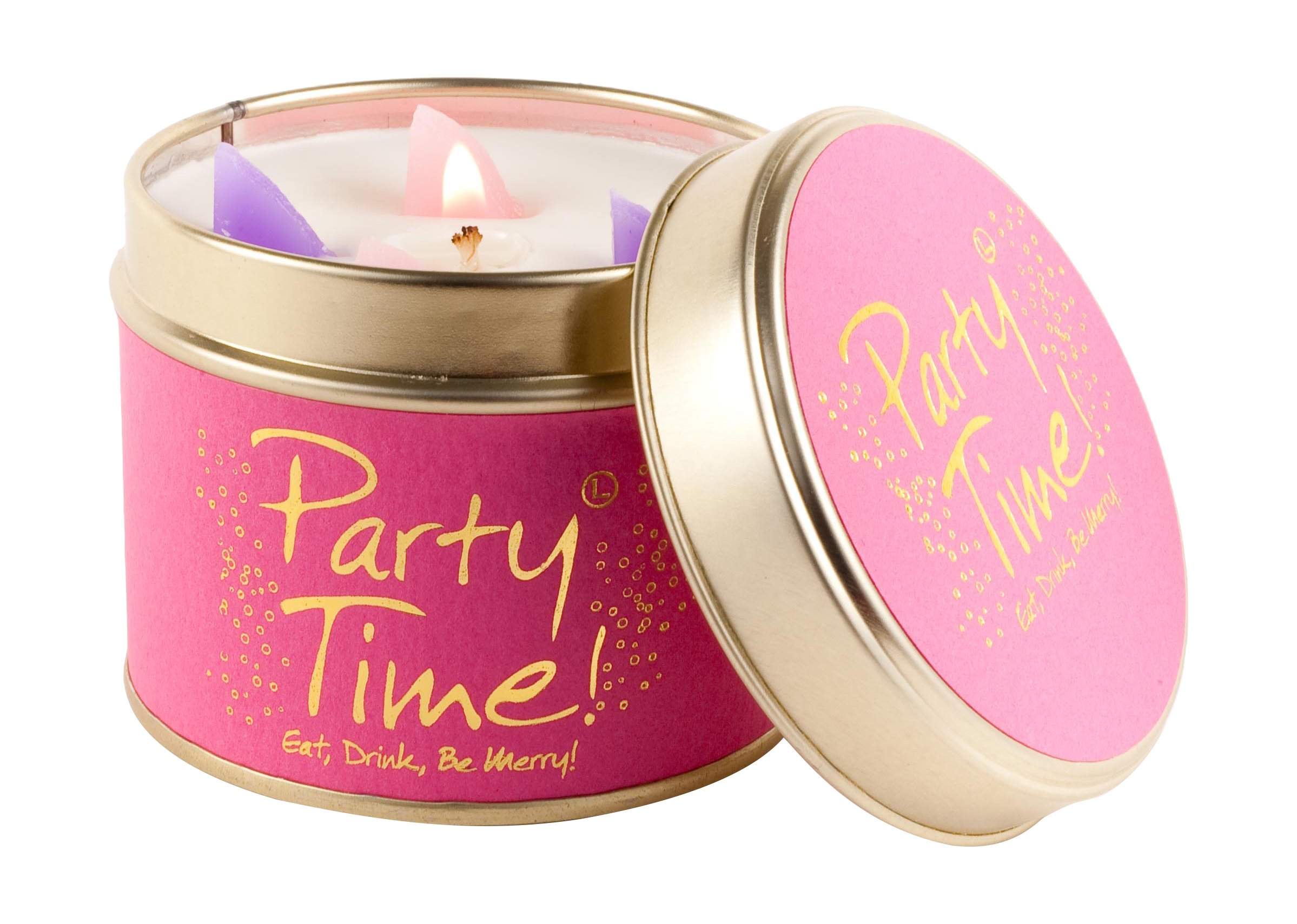 Lily-Flame Party Time Tin, Pink, 7.7cm l x 7.7cm w x 6.6cm h
