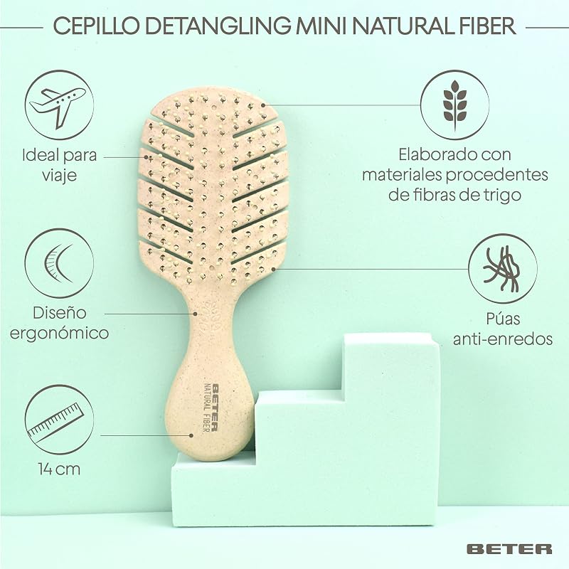 Beter- escova de cabelo esqueleto anti-tração mini de fibra natural feita de fibras de trigo, desembaraçante anti-emaranhado e anti-quebra, modelagem suave e sem puxar, para todos os tipos de cabelo