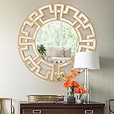 Chende Large Gold Mirrors for Decor, 44'' Round Wall Mirrors for Dining Room Entryway, Elegant Decorative Mirror with Wooden 