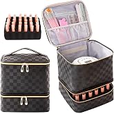 AGX Bravo Nail Polish Storage Organizer Checkerboard Black | Holds 30 Bottles &amp; Nail Lamp Gel Nail Polish Storage Organizers for Nail Tech Carrying Case Manicure Kit Supplies Bag