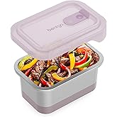 Bentgo MicroSteel Heat & Eat Container – Microwave-Safe, Leak-Proof & Airtight, Easy-to-Clean Lightweight Stainless Steel Reusable Food Storage with Silicone Lid (Lunch Size; 3-Cup Capacity; Dusk)