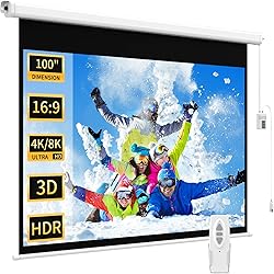 WASJOYE Motorized Projector Screen 100" - 8K