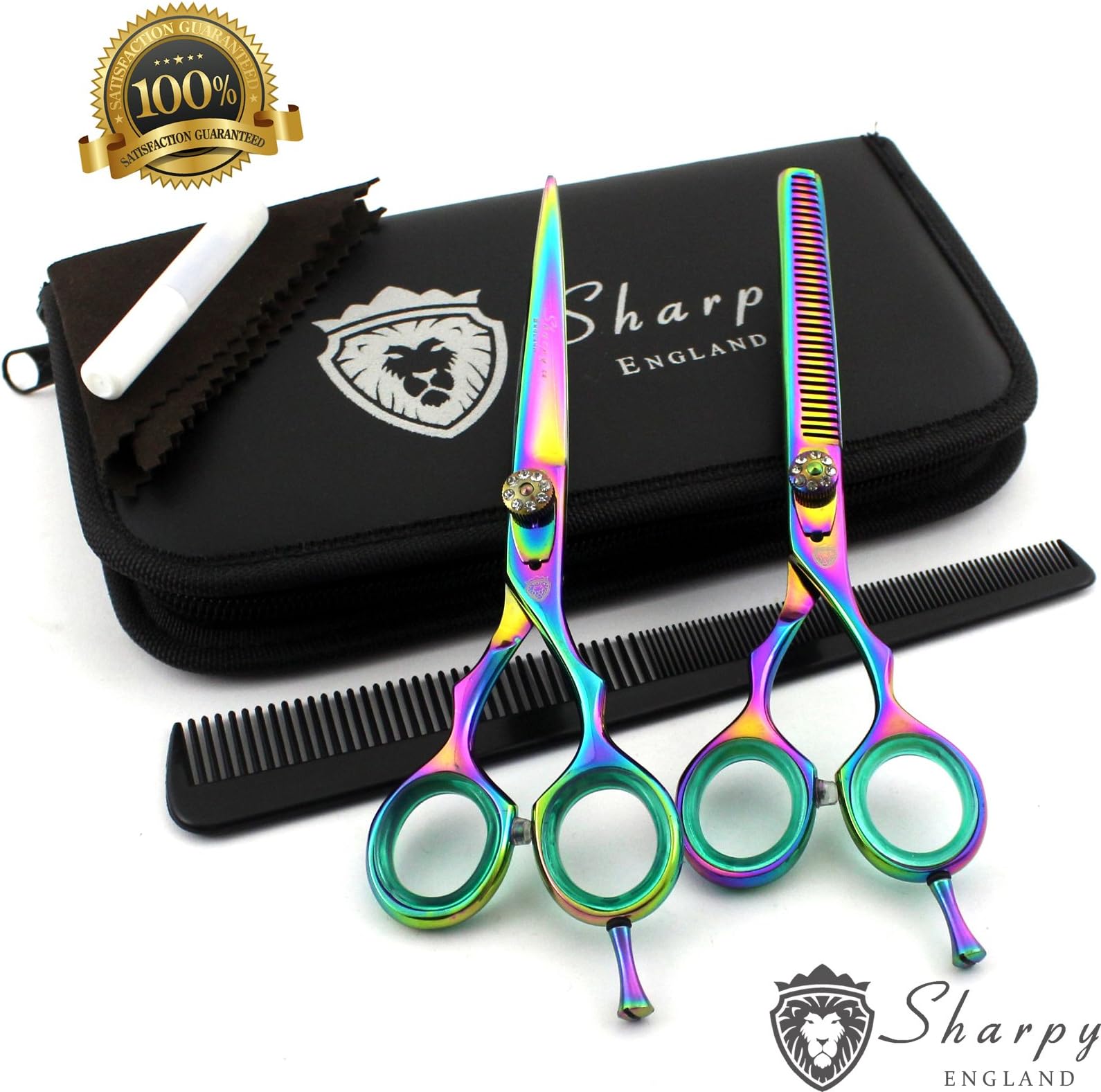 New Professional Salon Hair Cutting+Thinning Scissors Barber Shears Hairdressing Set Hair Tools Titanium 5.5 inch