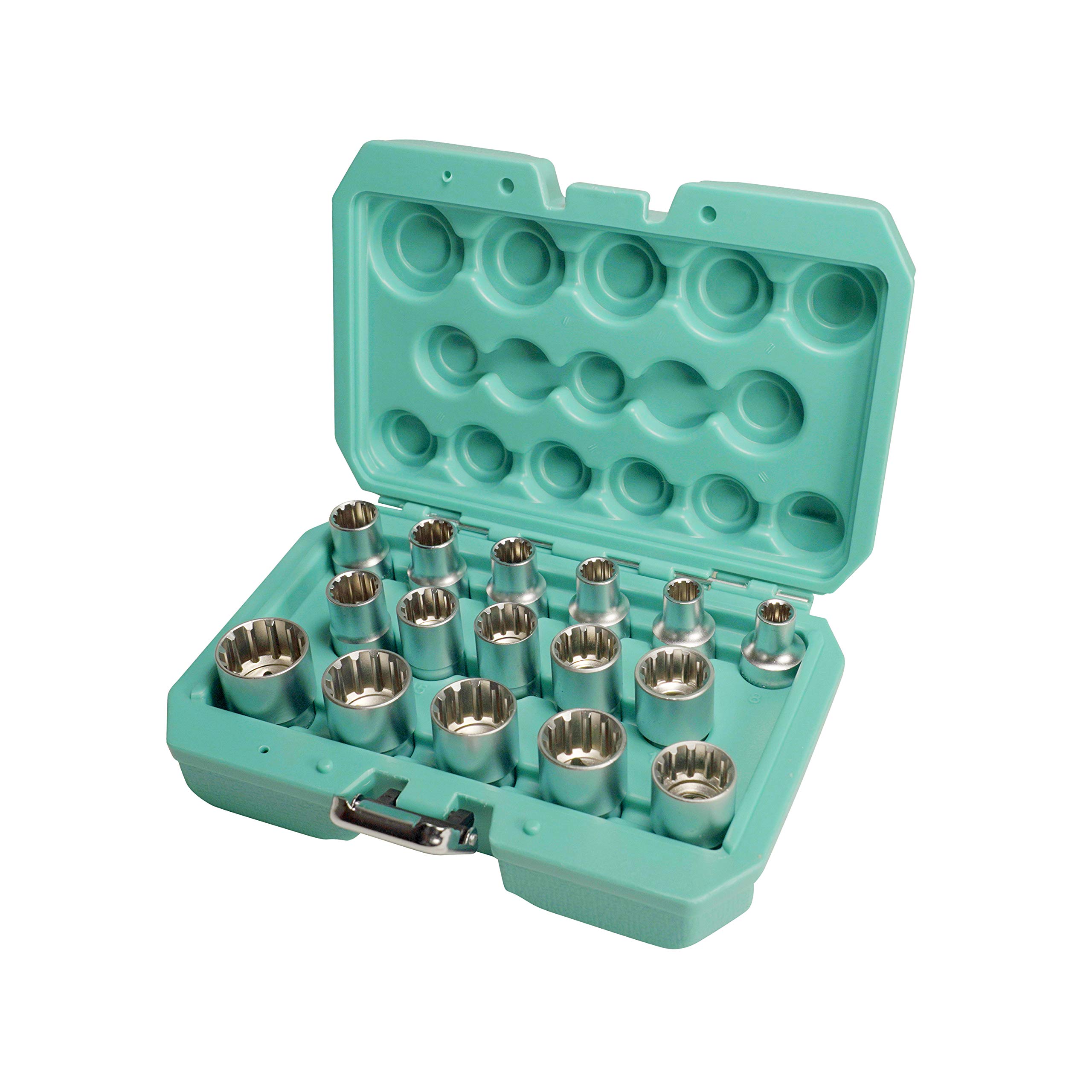 Gearlock Socket Set 1/2 inch 16 pcs by WIESEMANN 1893 I XZN Socket Set Made of Q-30 Steel I Sockets I with Practical Tool Box I 81505