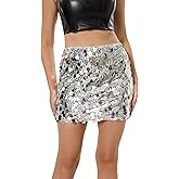 Women's Sequin Skirt Sparkly Stretchy Bodycon Skirts Sexy Glitter Shimmer Party Night Out Mini Skirt