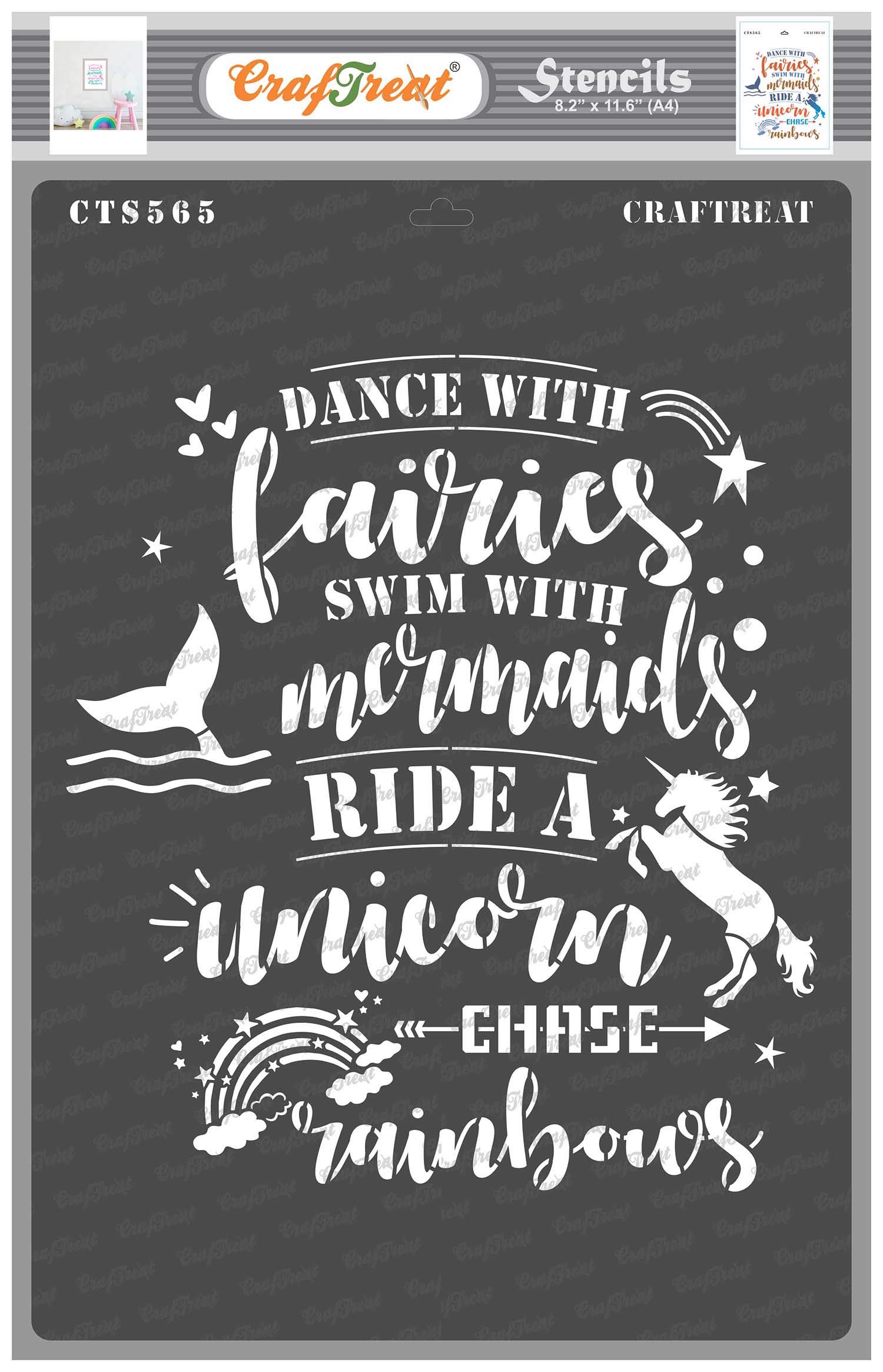 CrafTreat Reusable Quote Stencils for Painting on Wood, Canvas, Fabric and Wall - Chase Rainbows -A4 (8.3 x 11.7 Inch) - Saying Stencils for Painting - Motivational Stencils and Templates for Painting