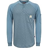 BOCOMAL FR Shirts Flame Resistant Henley Printed and Camo Two Tone 7oz Men's Fire Retardant Work Shirts