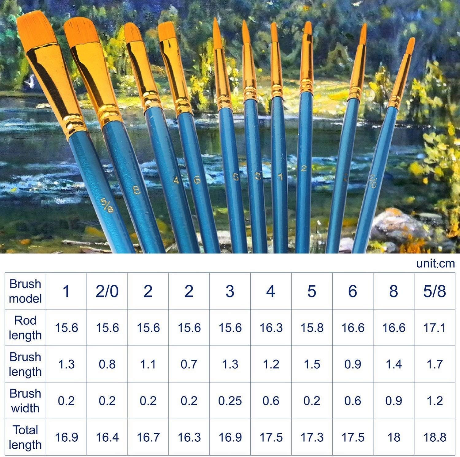 Acrylic Paint Brush Set, 6 Packs / 60 pcs Nylon Hair Brushes for All Purpose Oil Watercolor Painting Artist Professional Kits