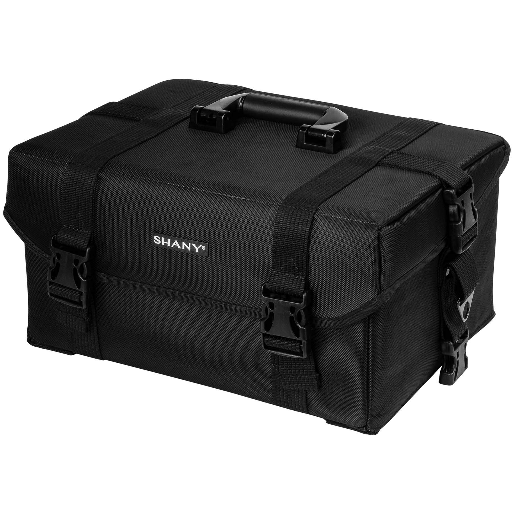 SHANY Makeup Artist Soft Rolling Trolley Cosmetics Case Make up Travel Bag With Beauty Organizer Drawer Bins, TSA Mesh Bag Organizers - Jet Black