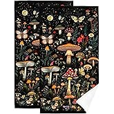 Black Mushroom Moth Bathroom Hand Towels Decorative Set of 2, Absorbent Witchy Bath Hand Towels for Bathroom Home Farmhouse Hotel Spa Gym Yoga Mushroom Gifts for Women 14"x28"
