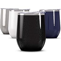 Maars Bev Stainless Steel Stemless Wine Glass Tumbler with Lid