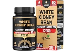 WELBUDA 6in1 White Kidney Bean Extract 30:1 Capsules - 12050Mg 60 Counts 2 Months - with Garcinia Cambogia, Green Tea, Olive Leaf, Green Coffee Bean & Black Pepper - Body Health, Strength & Immune Support