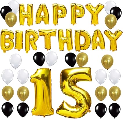 Amazon Com Kungyo 15th Birthday Party Decorations Kit Happy