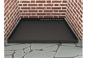 Flehomo Adjustable Fireplace Tray, Expandable Ash Pan for Ash Collection, Galvanized Steel Ember Holder Fireplace Pan with Powder Coating, Nuts and Bolts Included, Black,Trapezoidal