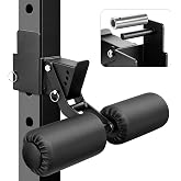 EVERYMATE Nordic Hamstring Curl Squat Rack Attachment, Steel Power Rack Accessory with 6-Gear Adjustment Leg Hold Down, Compatible with 5/8" or 1" Holes for Comprehensive Trainin