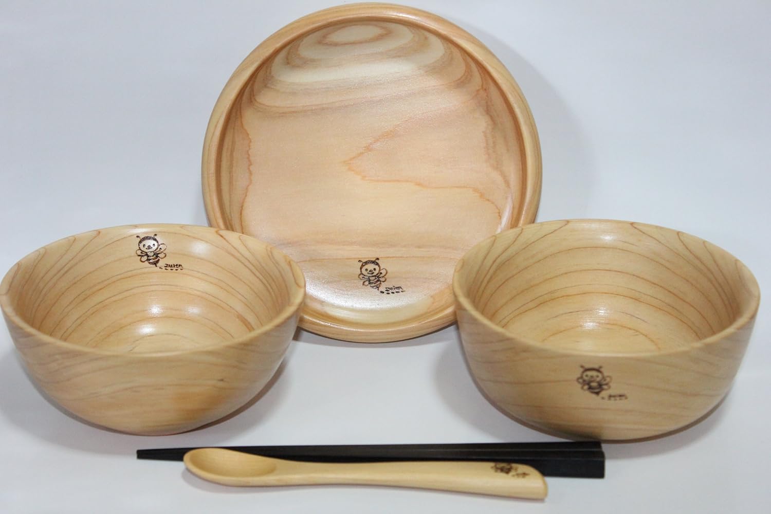 B009xouv5s お食い初め食器 出産祝い ベビー食器 檜のお茶碗 檜のお椀 Cプレート スプーンとお箸 絵と名前入りお箸だけ名前のみむ 津田瑞苑 名入れ用品 超人気高品質