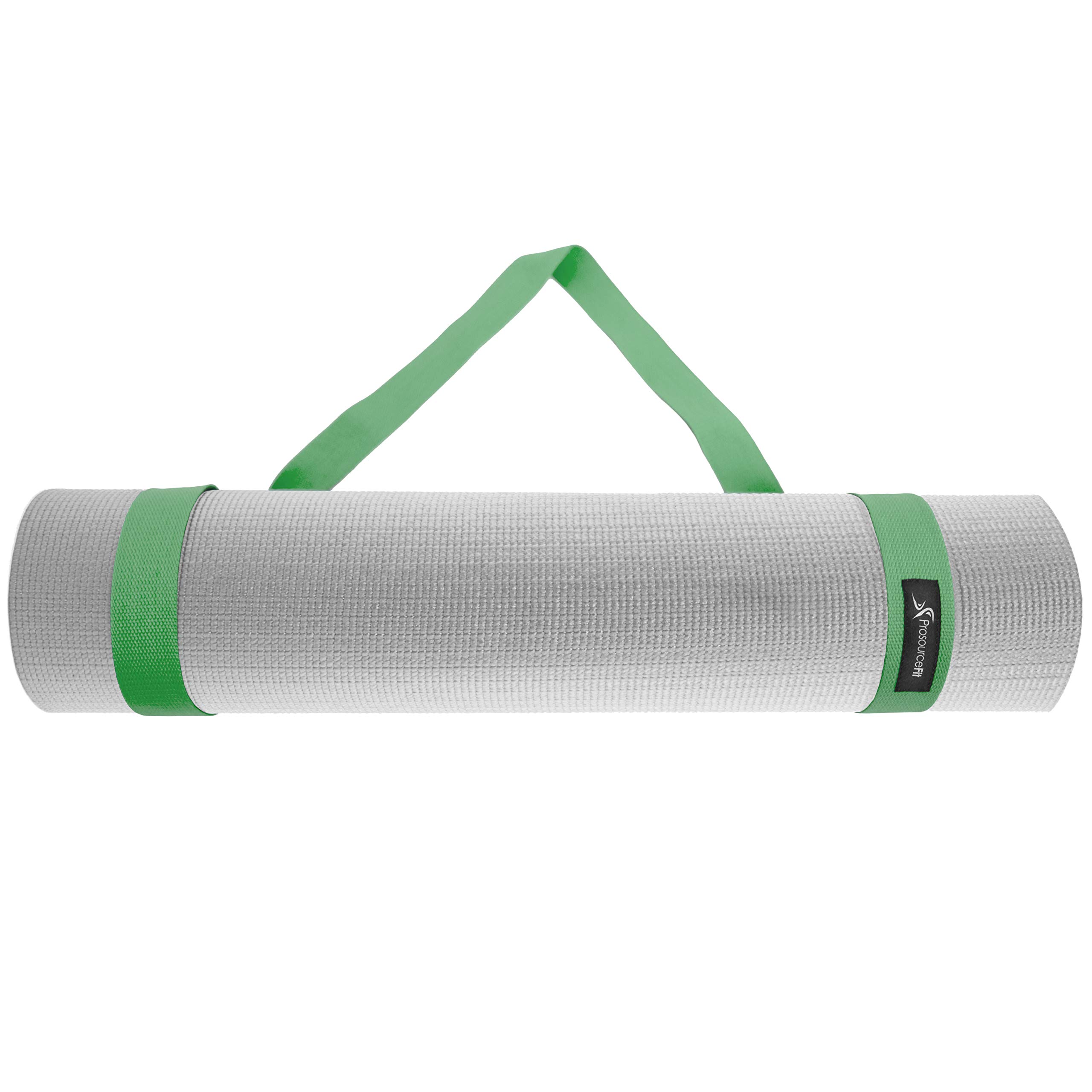 ProsourceFit Yoga Mat Carrying Sling, Easy Adjustable Carry Strap 60” Long Cotton, Green