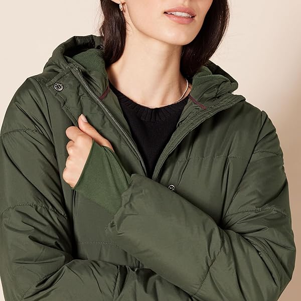AMAZON ESSENTIALS WOMEN’S HEAVYWEIGHT QUILTED LONG-SLEEVE HOODED PUFFER COAT (AVAILABLE IN PLUS SIZE), OLIVE, 5X