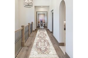 RUUGME Washable Runner Rug 2'6x10 - Vintage Kitchen Area Rug Stain Resistant Rugs for Living Room Bedroom Laundry Room Mat Distressed Rug Hallway Floor Carpet Runner for Bathroom(Brick,2.6x10)