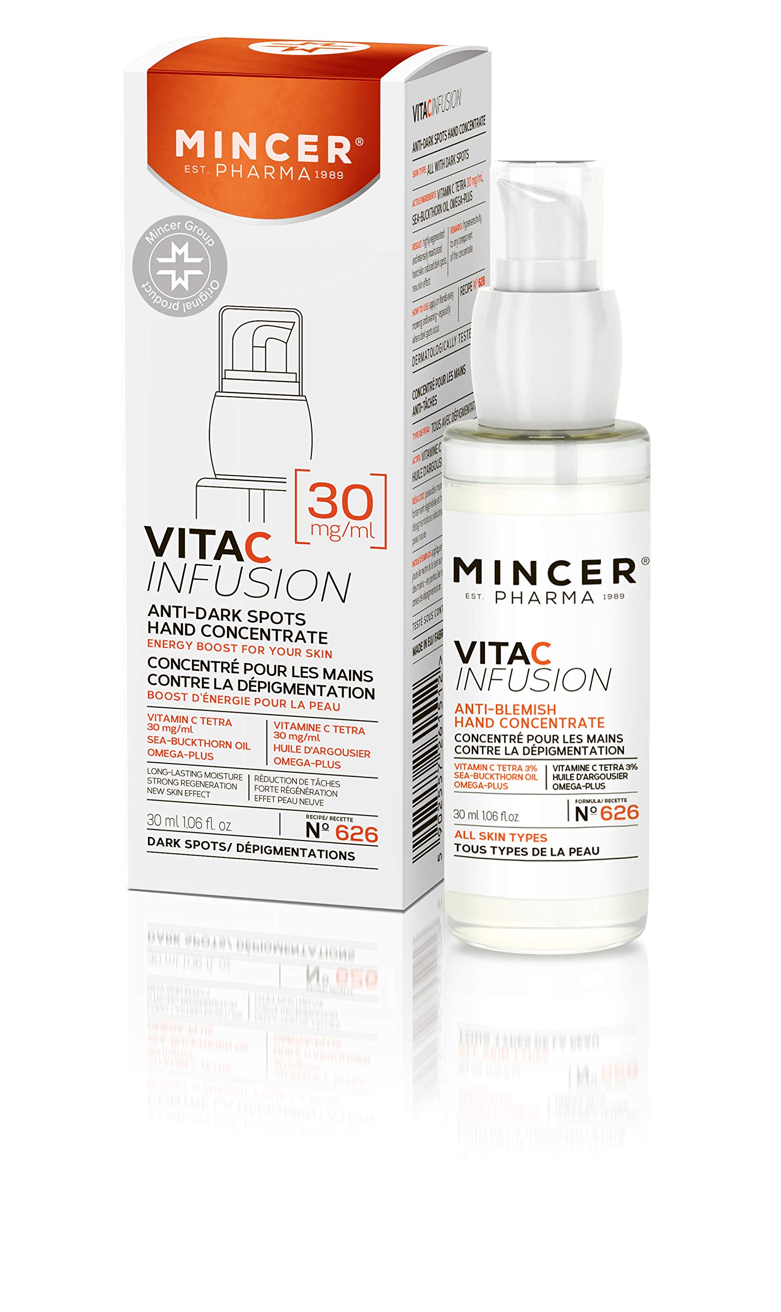 Mincer Pharma Whitening Concentrated Hand Cream with Vitamin C Prevent Hyper Pigmentation, Age Spots, White C Vita C Infusion Tetra 3% 30ml