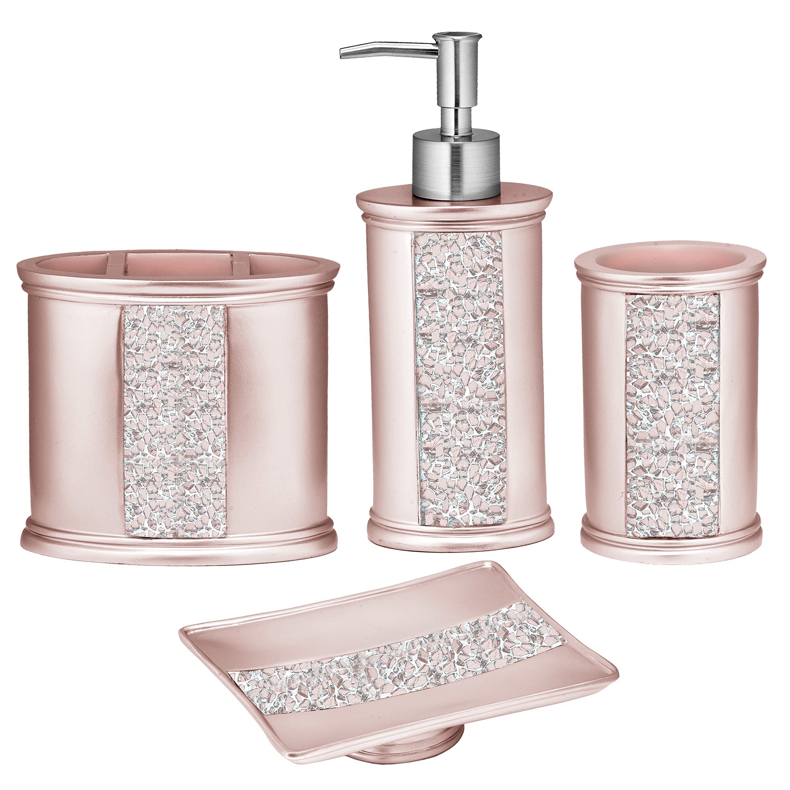 Popular Bath Bathroom Accessories, Resin, Sinatra Blush, 4 Piece Set
