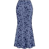 Womens Floral Mesh Maxi Skirt Elastic High Waisted Boho Elegant Mermaid 2026 Summer Fall Long Skirts for Women
