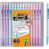 BIC Xtra Smooth Pastel Mechanical Pencils, 40-Count | Christmas Stocking Stuffers, 0.7 mm Medium Point, Smudge-Resistant No. 2 Lead, Pastel Study Supplies