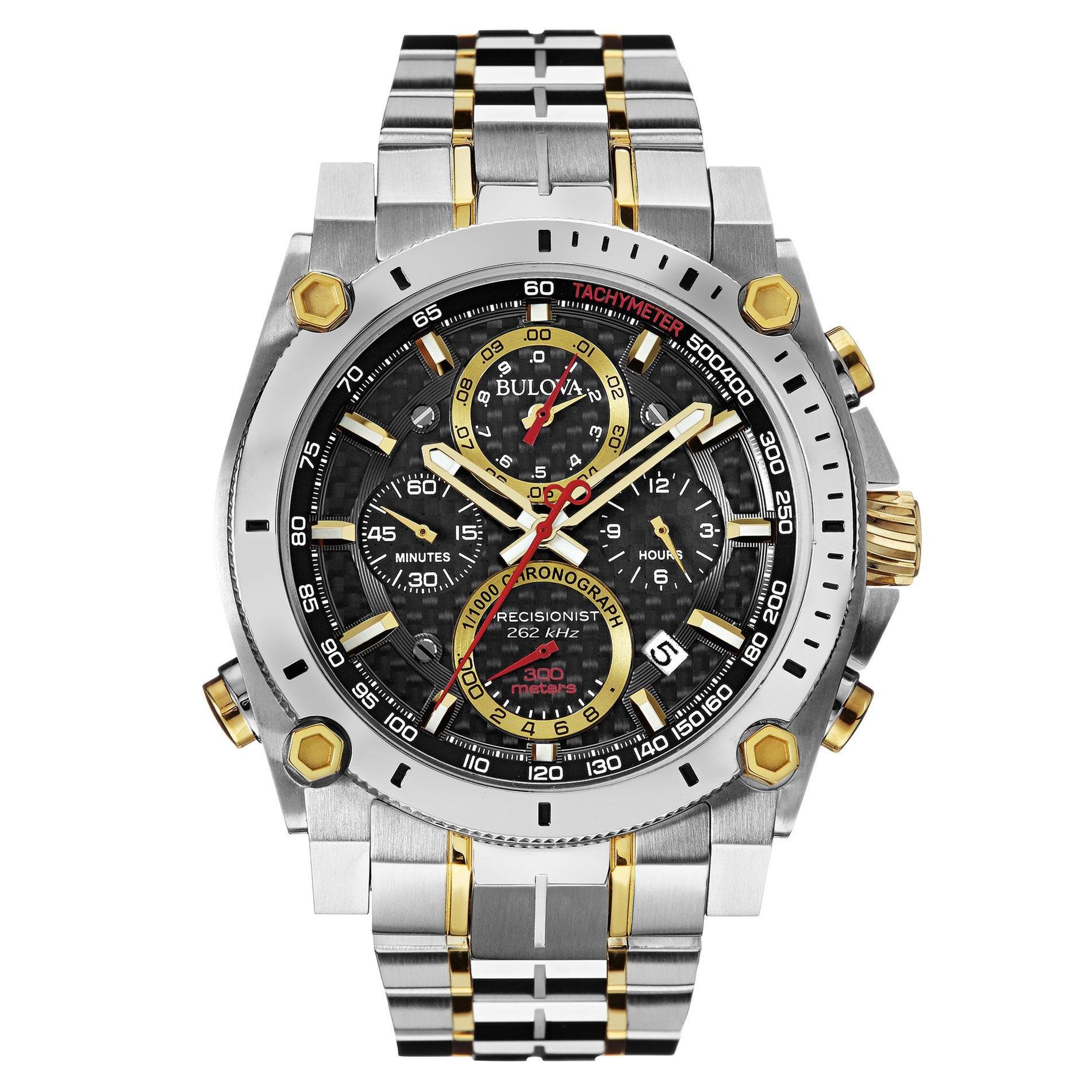 Bulova Icon Precisionist Cronógrafo de 8 manecillas de acero inoxidable bicolor con detalles en oro y rojo Estilo: 98B228