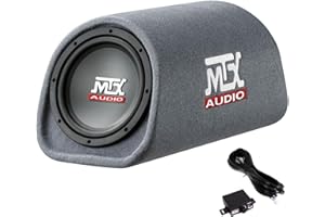 MTX Audio RT8PT 8 Inch 240 Watt Car Loaded Universal Powered High Performance Amplified Tube Box Vented Subwoofer Enclosure, RCA Connectivity