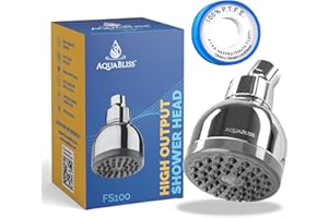 AquaBliss TurboSpa 3 Inch High Pressure Shower Head w/Flow Restrictor Melts Stress into Bliss at Full Power. 42 Nozzle Wide Spray High Flow Showerhead Drenches You Fast, No Dry Spots Guaranteed