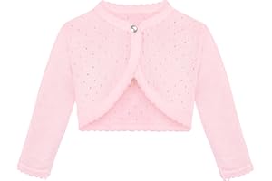 Lilax Baby Girls' Knit Long Sleeve One Button Closure Bolero Shrug