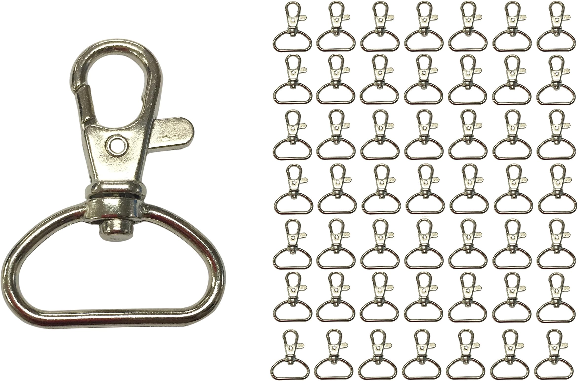 Prudance 50pcs Silvery 1 Inch Inside Diameter D-Ring Lobster Clasp Claw Swivel Eye Lobster Snap Clasp Hook for Strap