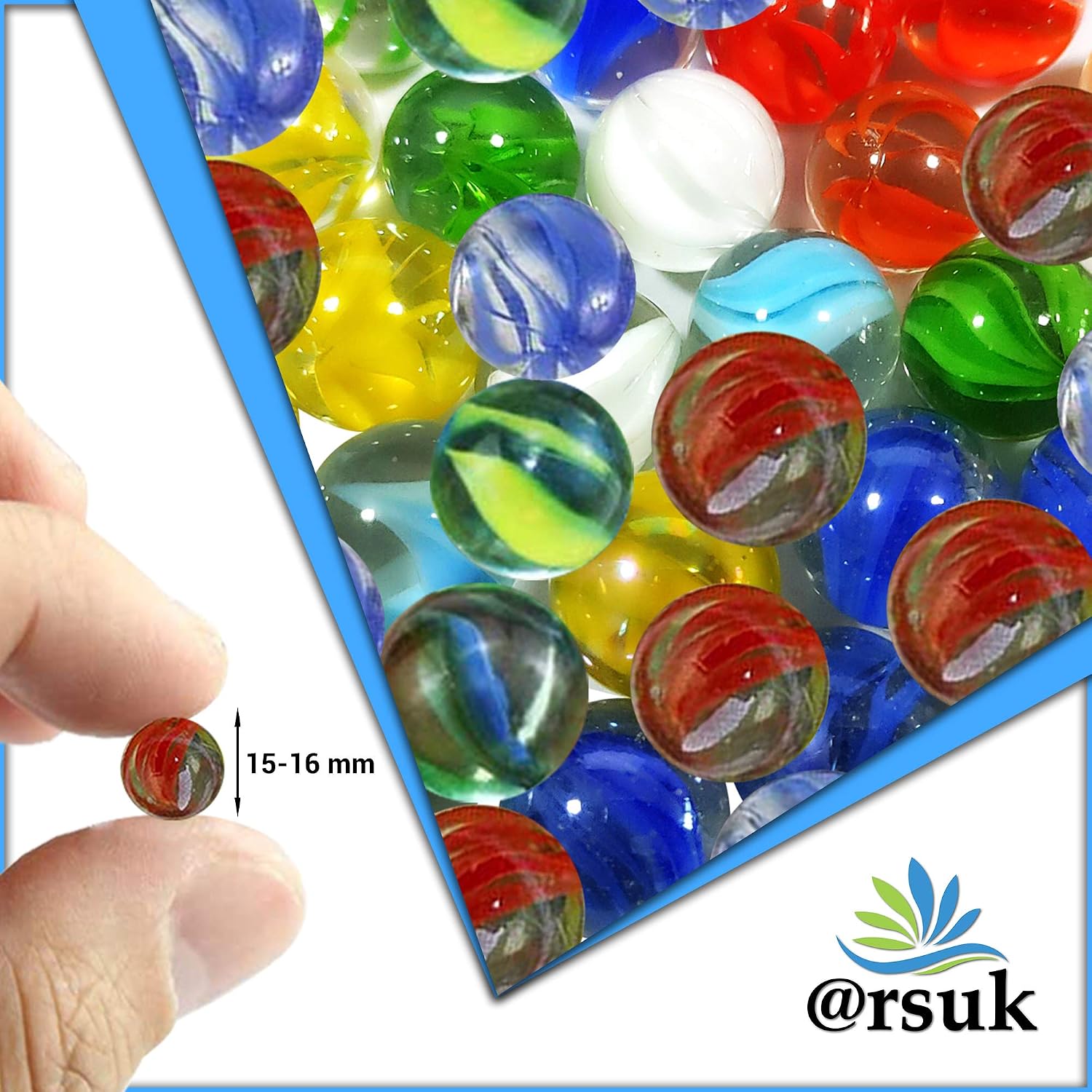 ARSUK Cat’s Eye Glass Marbles, 80 Pcs (455g, 15-16mm), Colourful Decorative Marbles for Kids’ Games, Crafts, DIY Projects - Image 3