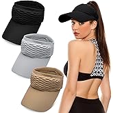 3 Pieces Women Sun Visor Hat for Women Knitted Hats Summer Beach Hat Elastic Sports Hat Empty Top Quick Drying Wide Brim Golf