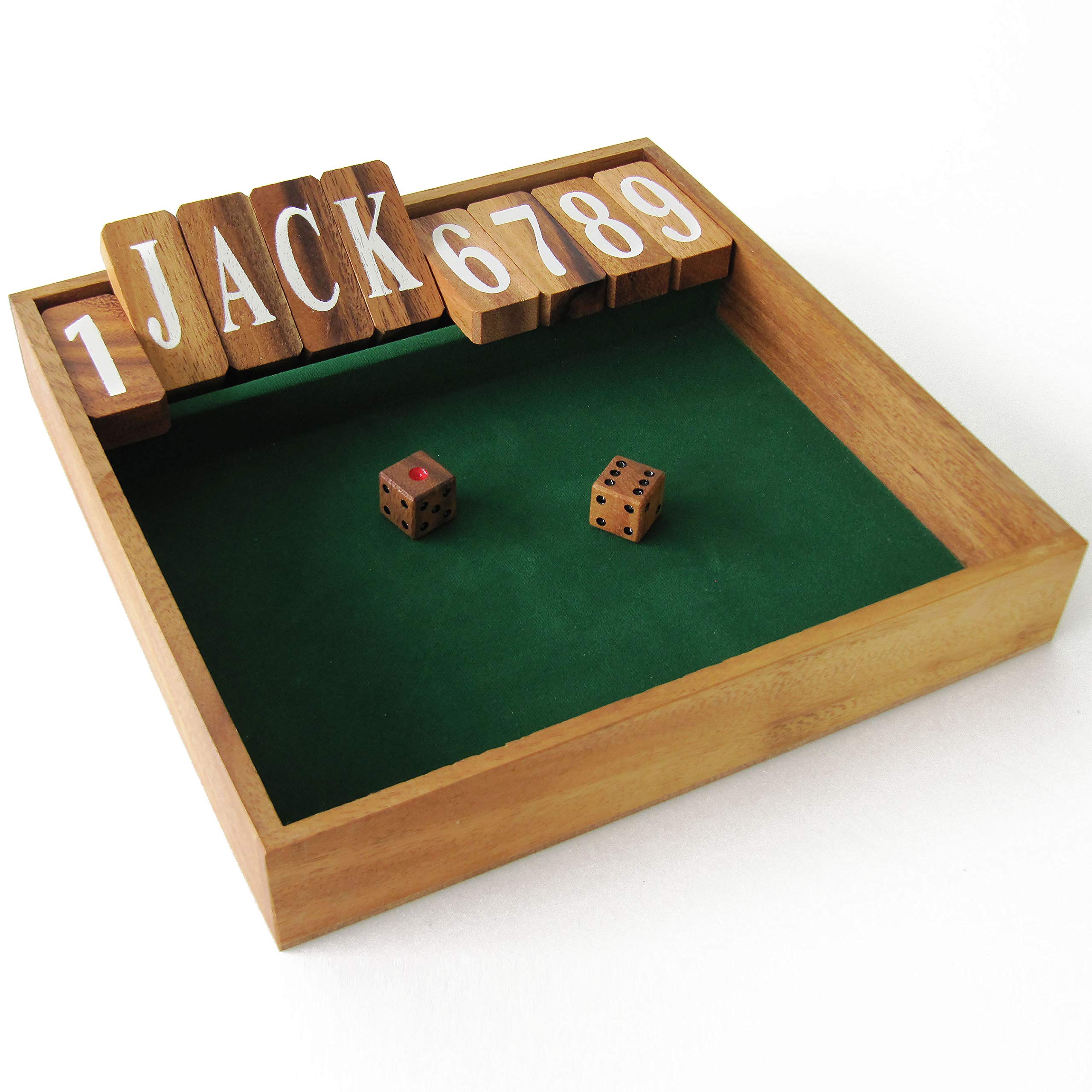 SHUT THE BOX JACKPOT EDITION - 2 players and many more from 6 years old - pub bar game, board game in eco-friendly solid wood, CE standards, action and reflexes, dice game really fun at aperitif time.