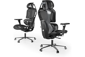 EUREKA ERGONOMIC Typhon Gaming Chair, Home Office Desk Chair with Lumbar Support, Breathable Ergonomic Mesh Chair with 4D Armrests, High Back Comfortable Computer Chair, Seat Depth Adjust, Gray