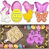 Mini 3D Easter Cookie Cutters Set, Easter Fondant Biscuit Pastry Cookie Cutter Stamp, Spring Spring-Loaded Handle Cutter Shape with Eggs, Chick, Butterfly (4 PCS)