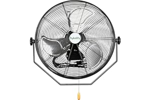 hykolity 18 in. Industrial Wall Mount Fan, 4300 CFM 3-Speeds High Velocity Fan with Sealed Motor, Heavy Duty Metal Barn Fans for Garage, Workshop and Warehouse, UL Listed