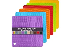 QPIX DIGITAL 6 Pack Silicone Trivet Mat, Silicone Trivets for Hot Pots and Pans, Multipurpose Non-Slip & Heat Resistant Silicone Hot Pad for Kitchen Counter