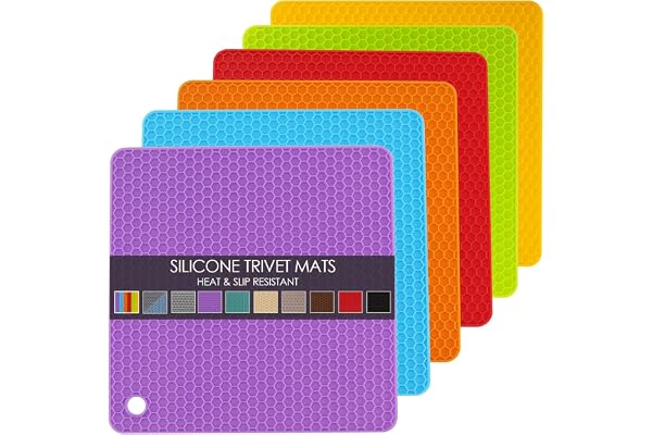 6 Pack Silicone Trivet Mat, Silicone Trivets for Hot Pots and Pans, Multipurpose Non-Slip & Heat Resistant Silicone Hot Pad f