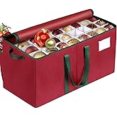 RoomHacks Christmas Ornament Storage Box, Store Up to 128 Ornaments, Durable Christmas Storage Container, Dual Zipper & Adjustable, Large Organizer Bin to Protect and Store Holiday Ornaments(Red)
