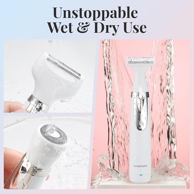 Rasoio elettrico donna, rasoio portatile 3 in 1, rasoio per corpo, bikini e viso, rasoio da donna senza fili Wet & Dry, epilatore per viso, rasoio donna ricaricabile tramite USB, QR-8003