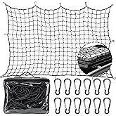 Premium Heavy Duty Cargo Net for Pickup Truck Bed (4'x6' Stretches to 8'x12') -5 mm (3/16 in) Thick Bungee Mesh with 12 Steel Carabiners, Strap Hooks for SUV, Trailer Tarp, Roof Rack