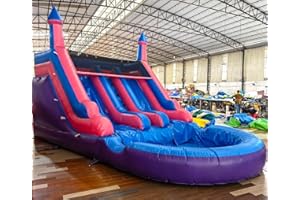 OKAYEGO 21FT(L) Commercial Grade Water Slide for Kids Adults, (Double Slide) (Heavy Duty Full PVC) (Big Airtight Splash Water Pool), 950w Blower, Inflatable Waterslide for Backyard, Outdoor Park, 21x11x12ft