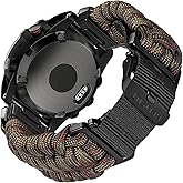 Compatible With Garmin, Paracord Watch Band Sports Strap For Fēnix/Forerunner/Vivoactive/Approach/MARQ/quatix/D2 Series Tough Replacement Band For Men