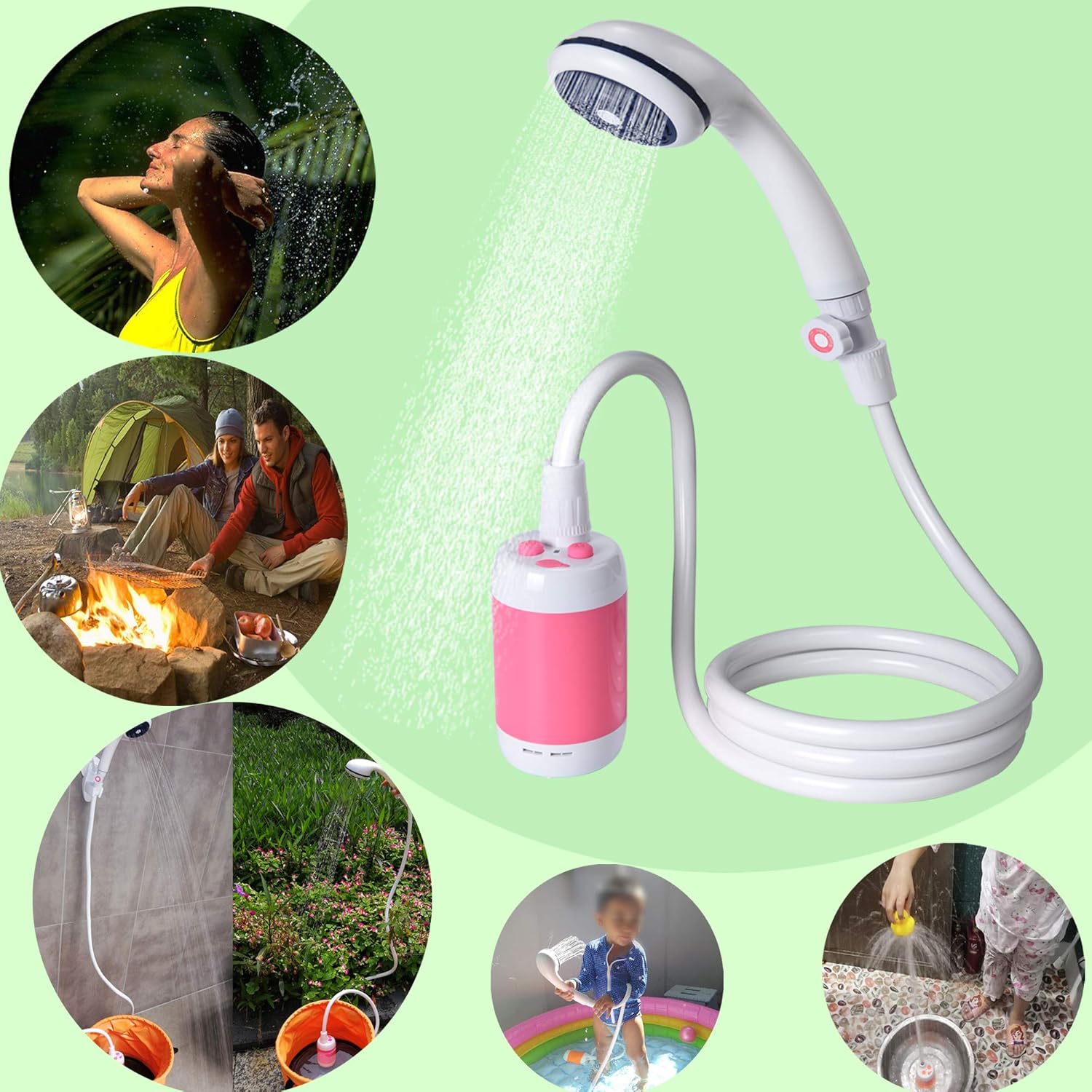 Iron Hammer Portable Shower Camp Shower Rechargeable Shower high Capacity 4800mAh Camping Shower pet Shower, with Shower Valve (Shower with Water Valve) : Sports & Outdoors